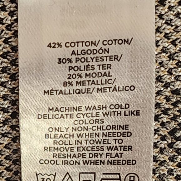 Ann Taylor Black Tan Metallic Houndstooth Mock Neck Cotton Poly Modal Sweater M - Picture 16 of 16